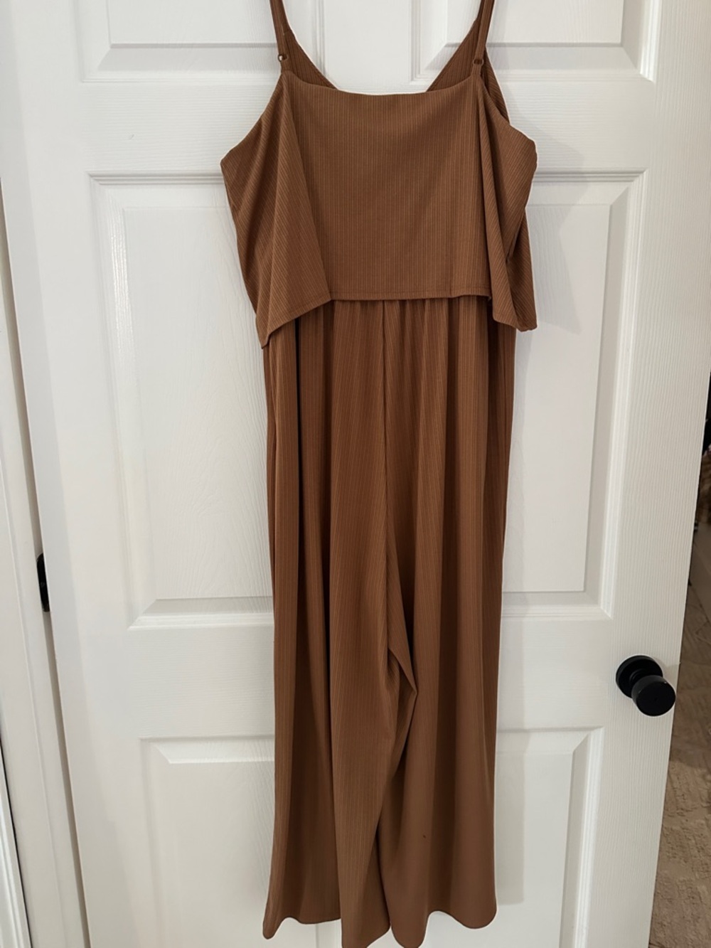 Rust Wide-Leg Ribbed Jumpsuit - Picture 7 of 7